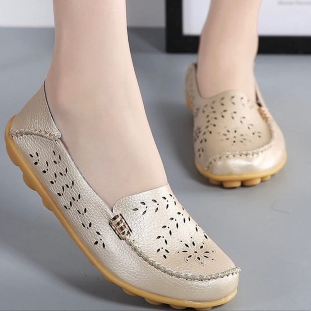 SLIP ON LASER CUT LIGHTWEIGHT COMFORT FLAT LOAFERS